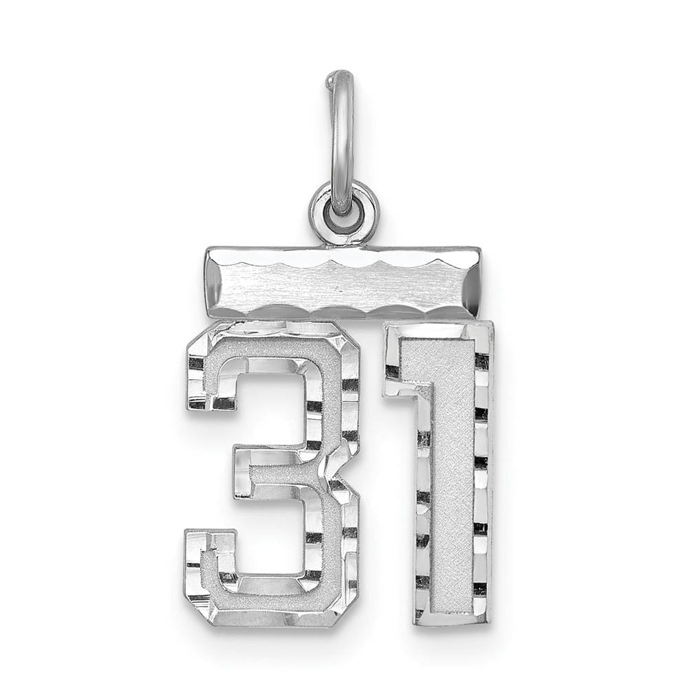 Sterling Silver, Varsity Collection, Small D/C Pendant, Number 31, Item P10410-31 by The Black Bow Jewelry Co.