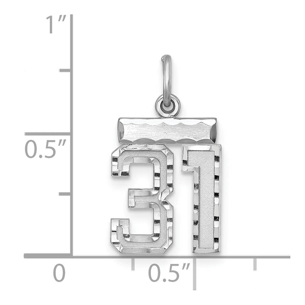 Alternate view of the Sterling Silver, Varsity Collection, Small D/C Pendant, Number 31 by The Black Bow Jewelry Co.