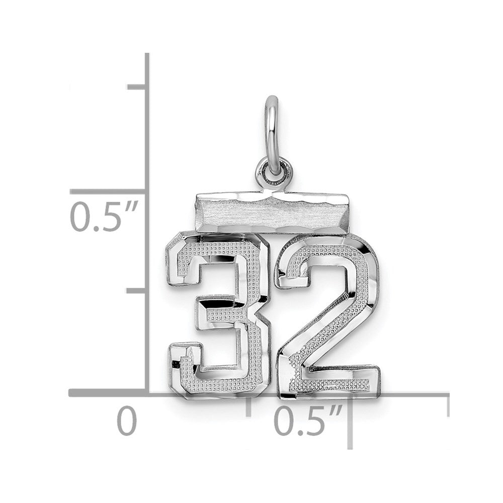 Alternate view of the Sterling Silver, Varsity Collection, Small D/C Pendant, Number 32 by The Black Bow Jewelry Co.