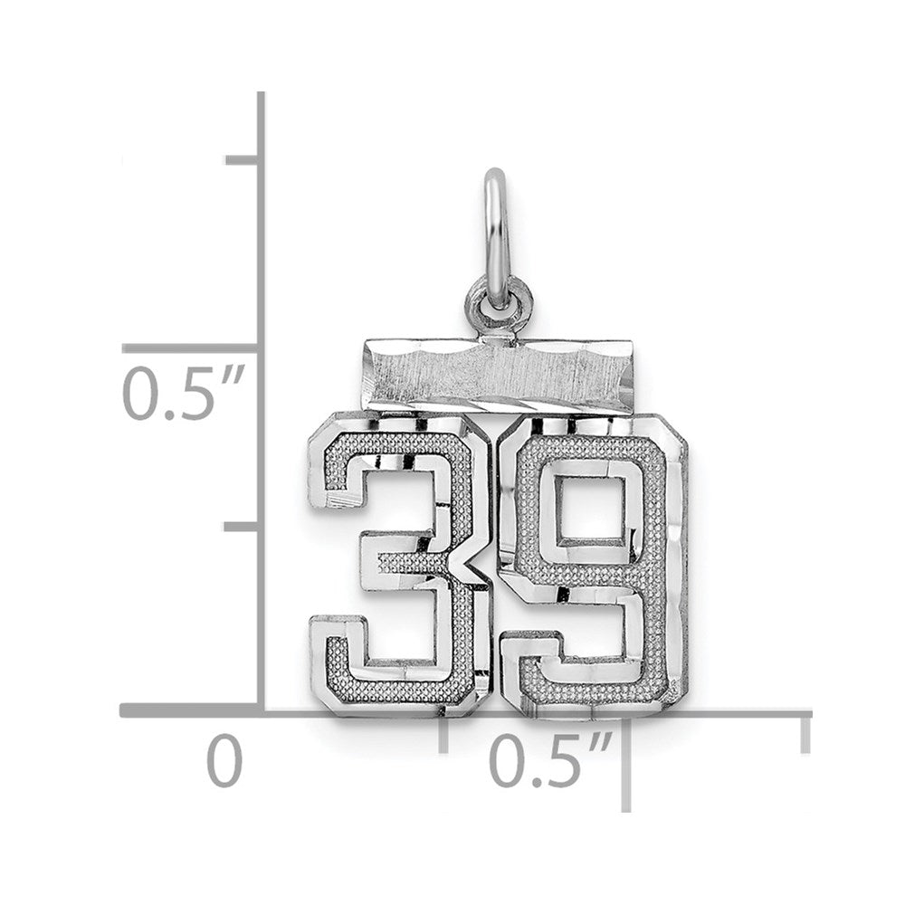 Alternate view of the Sterling Silver, Varsity Collection, Small D/C Pendant, Number 39 by The Black Bow Jewelry Co.