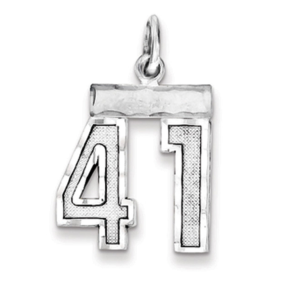 Sterling Silver, Varsity Collection, Small D/C Pendant, Number 41, Item P10410-41 by The Black Bow Jewelry Co.
