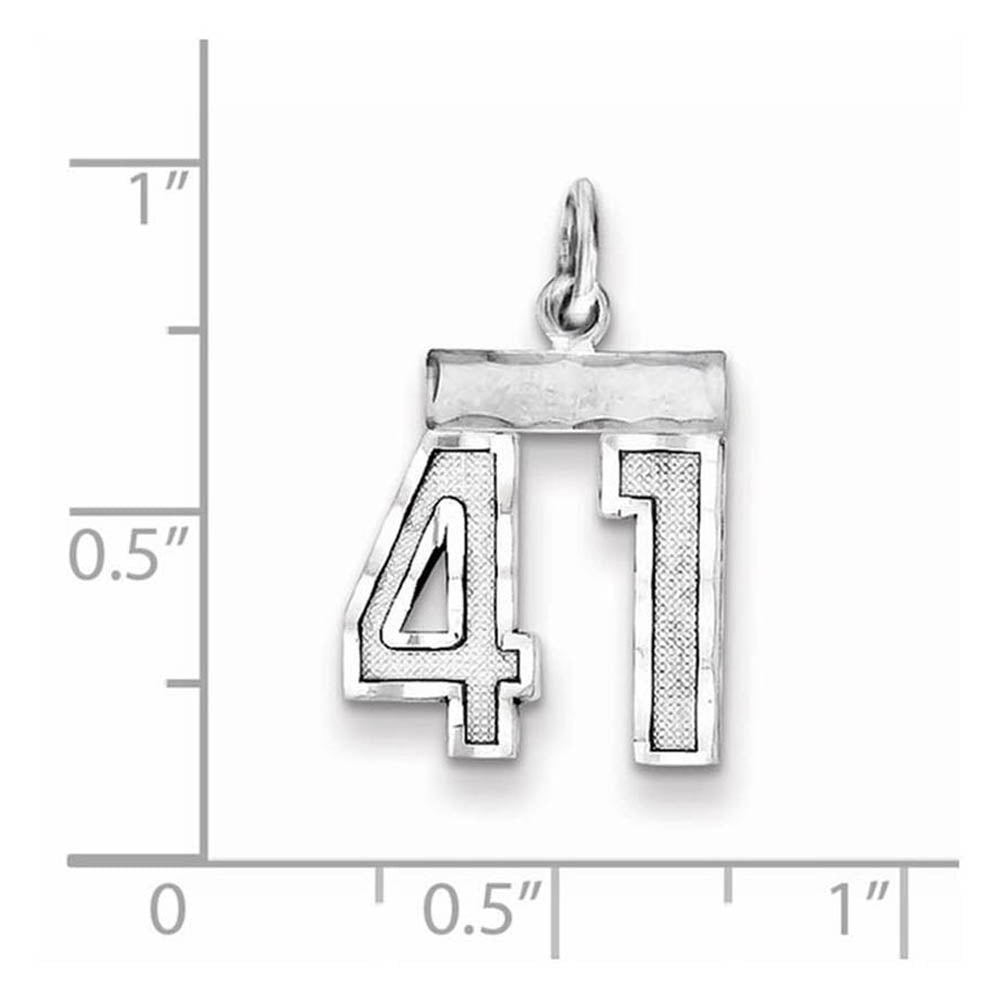 Alternate view of the Sterling Silver, Varsity Collection, Small D/C Pendant, Number 41 by The Black Bow Jewelry Co.