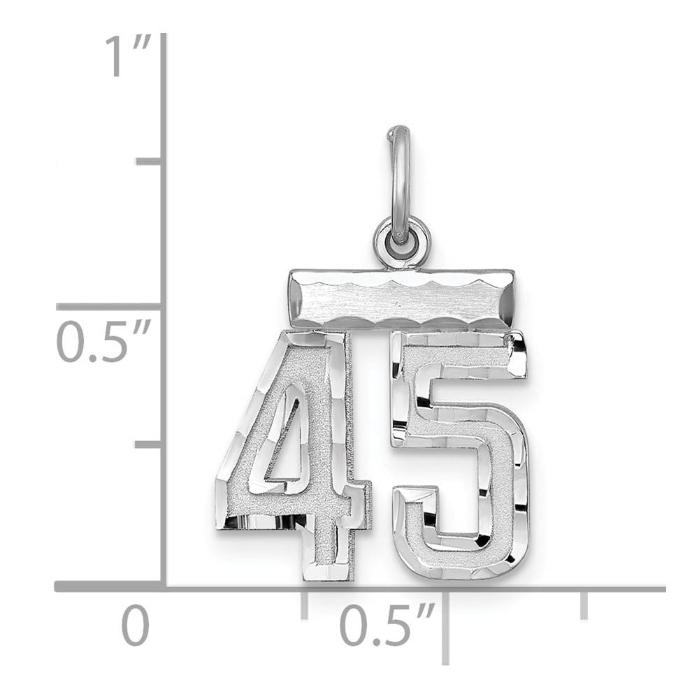 Alternate view of the Sterling Silver, Varsity Collection, Small D/C Pendant, Number 45 by The Black Bow Jewelry Co.