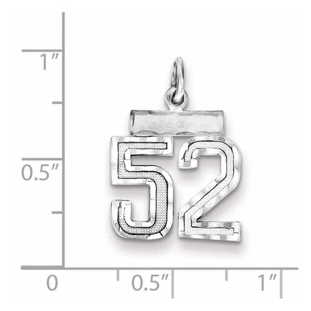 Alternate view of the Sterling Silver, Varsity Collection, Small D/C Pendant, Number 52 by The Black Bow Jewelry Co.