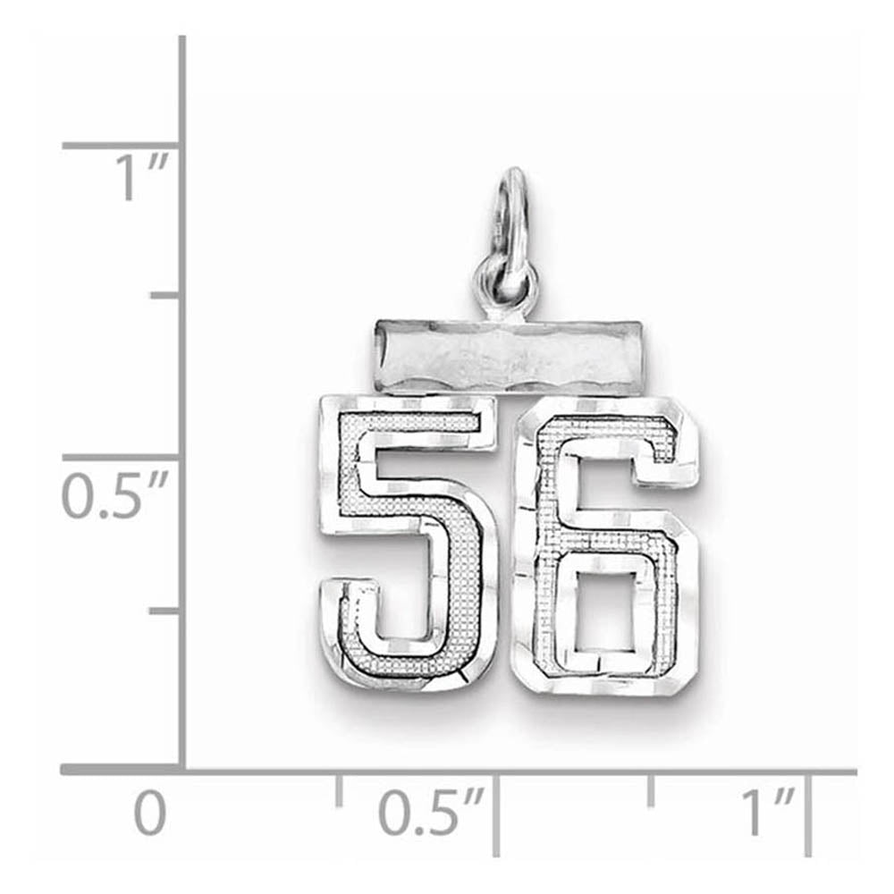 Alternate view of the Sterling Silver, Varsity Collection, Small D/C Pendant, Number 56 by The Black Bow Jewelry Co.