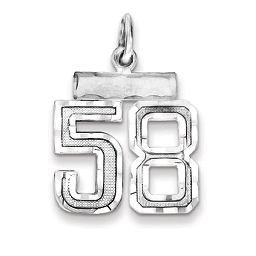 Sterling Silver, Varsity Collection, Small D/C Pendant, Number 58, Item P10410-58 by The Black Bow Jewelry Co.