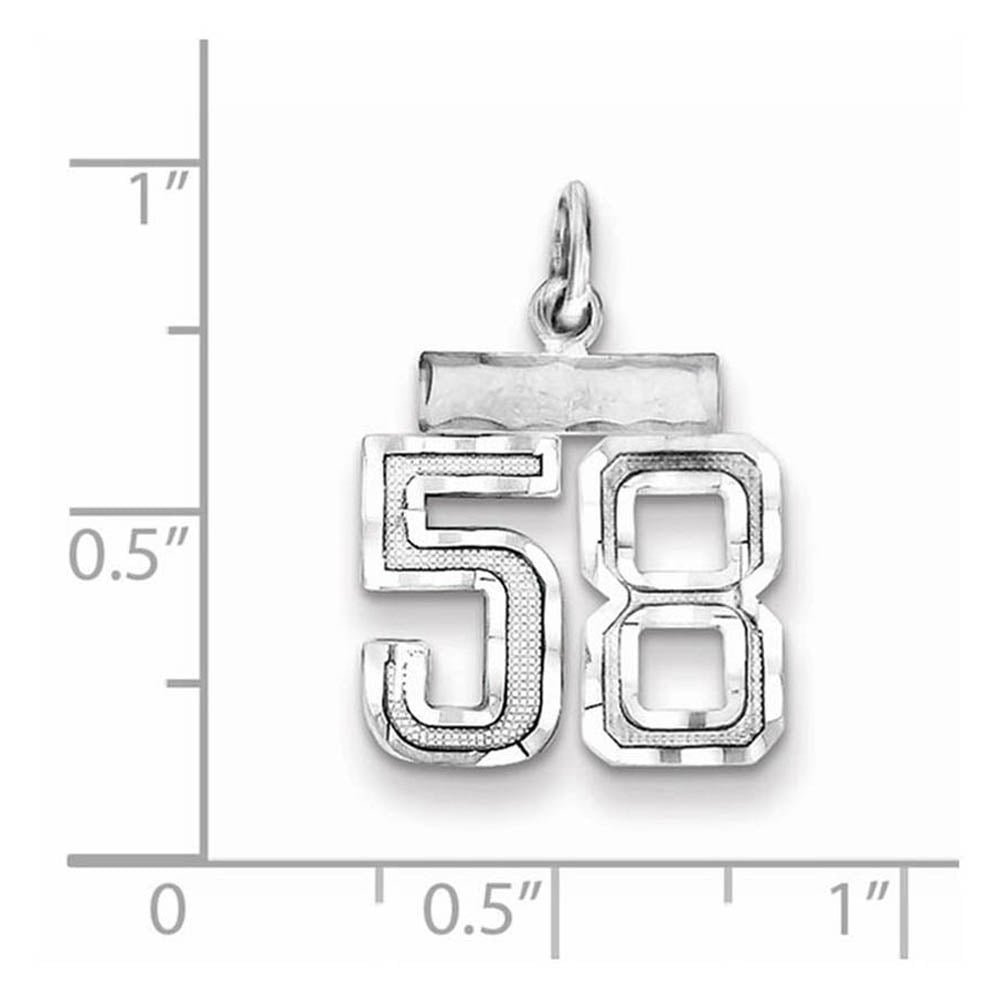 Alternate view of the Sterling Silver, Varsity Collection, Small D/C Pendant, Number 58 by The Black Bow Jewelry Co.