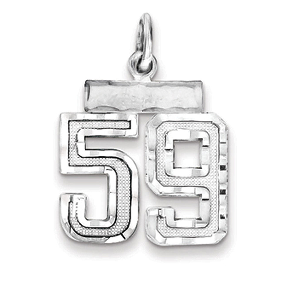 Sterling Silver, Varsity Collection, Small D/C Pendant, Number 59, Item P10410-59 by The Black Bow Jewelry Co.