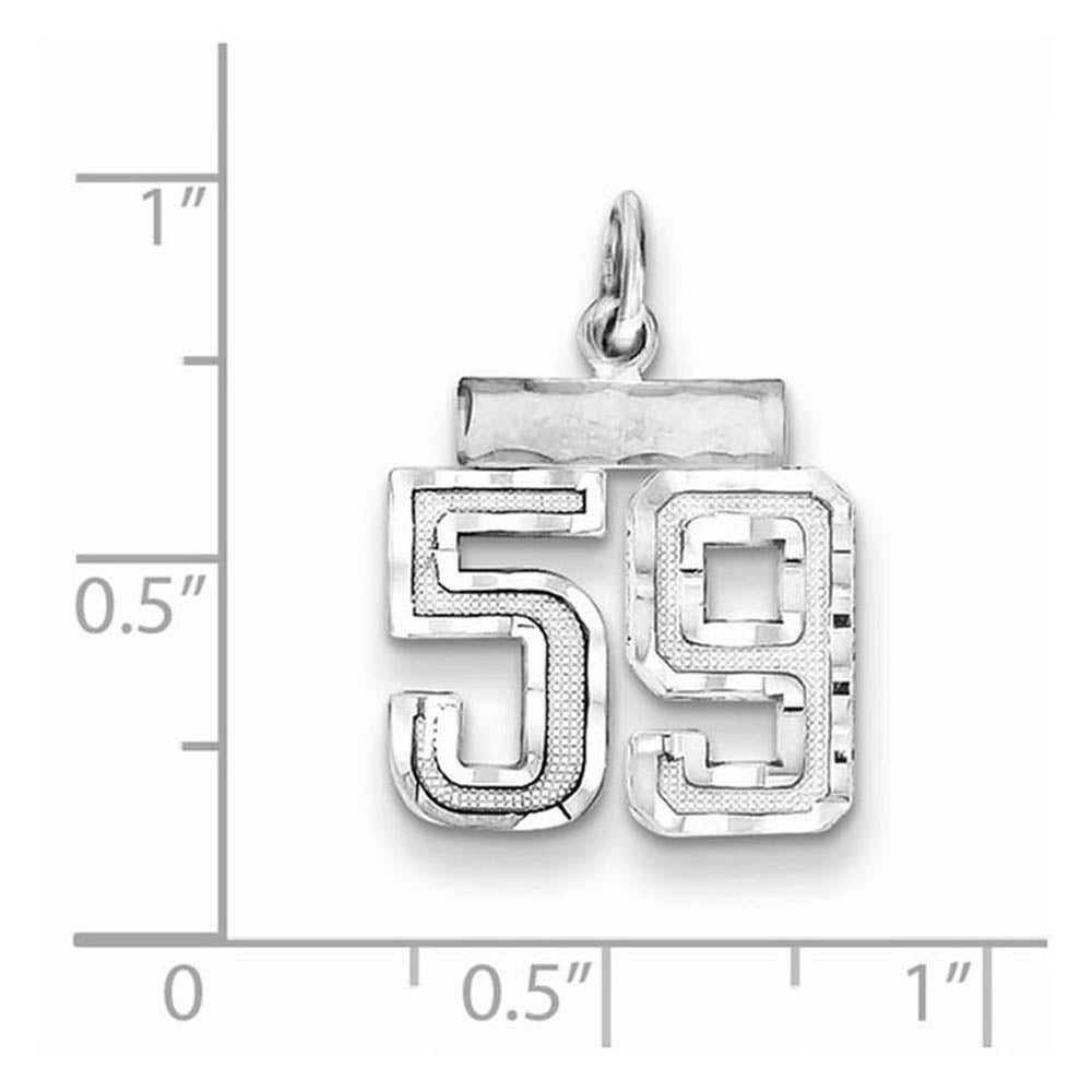 Alternate view of the Sterling Silver, Varsity Collection, Small D/C Pendant, Number 59 by The Black Bow Jewelry Co.