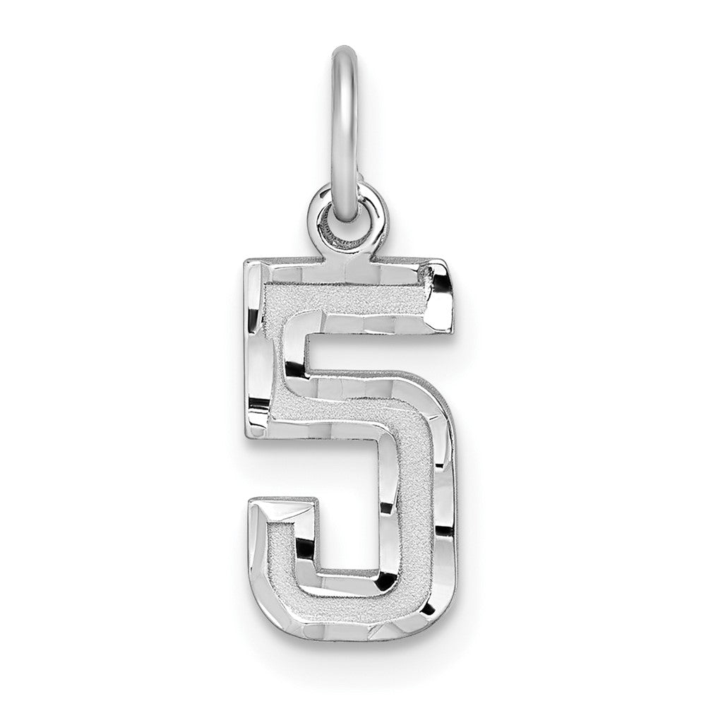 Sterling Silver, Varsity Collection, Small D/C Pendant, Number 5, Item P10410-5 by The Black Bow Jewelry Co.