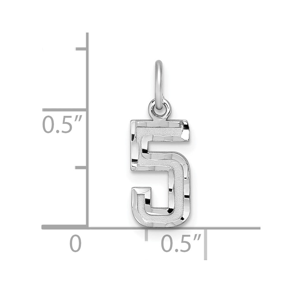 Alternate view of the Sterling Silver, Varsity Collection, Small D/C Pendant, Number 5 by The Black Bow Jewelry Co.
