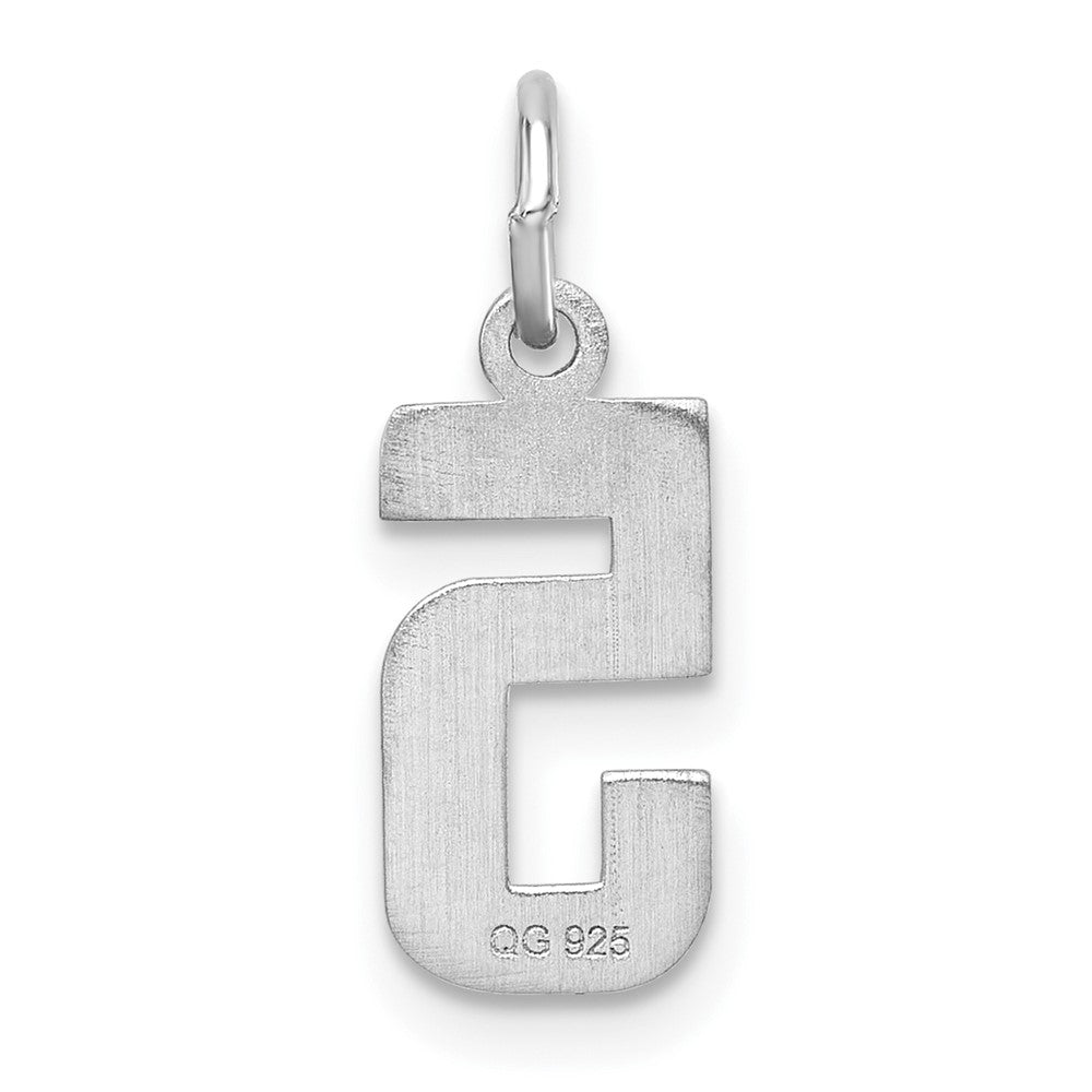 Alternate view of the Sterling Silver, Varsity Collection, Small D/C Pendant, Number 5 by The Black Bow Jewelry Co.