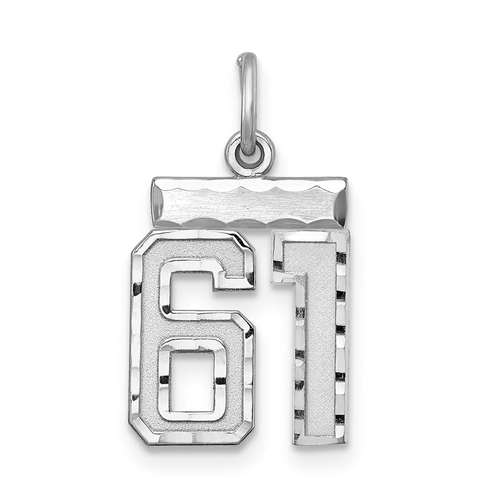 Sterling Silver, Varsity Collection, Small D/C Pendant, Number 61, Item P10410-61 by The Black Bow Jewelry Co.