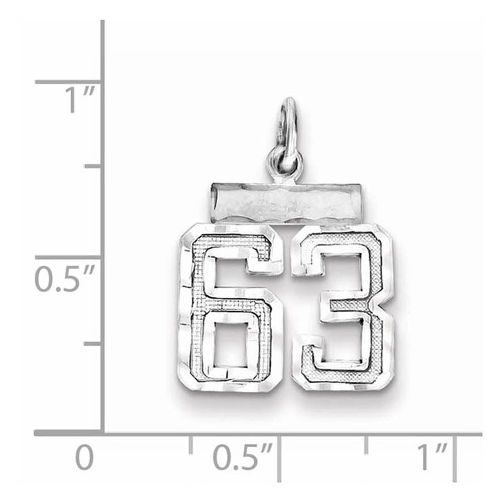 Alternate view of the Sterling Silver, Varsity Collection, Small D/C Pendant, Number 63 by The Black Bow Jewelry Co.