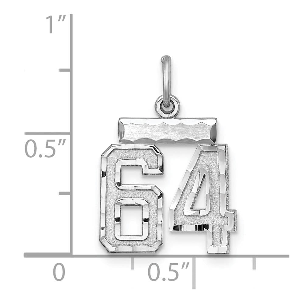 Alternate view of the Sterling Silver, Varsity Collection, Small D/C Pendant, Number 64 by The Black Bow Jewelry Co.
