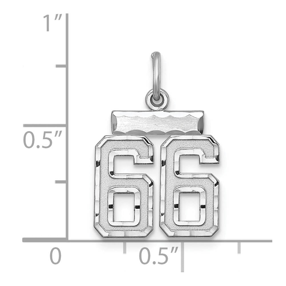 Alternate view of the Sterling Silver, Varsity Collection, Small D/C Pendant, Number 66 by The Black Bow Jewelry Co.