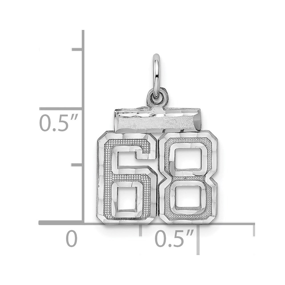 Alternate view of the Sterling Silver, Varsity Collection, Small D/C Pendant, Number 68 by The Black Bow Jewelry Co.