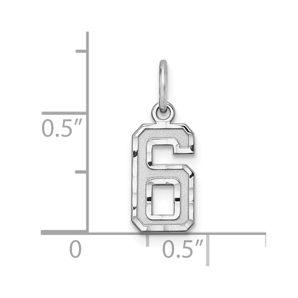 Alternate view of the Sterling Silver, Varsity Collection, Small D/C Pendant, Number 6 by The Black Bow Jewelry Co.