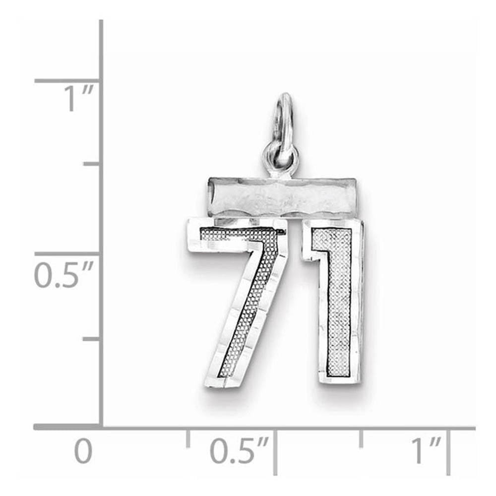 Alternate view of the Sterling Silver, Varsity Collection, Small D/C Pendant, Number 71 by The Black Bow Jewelry Co.