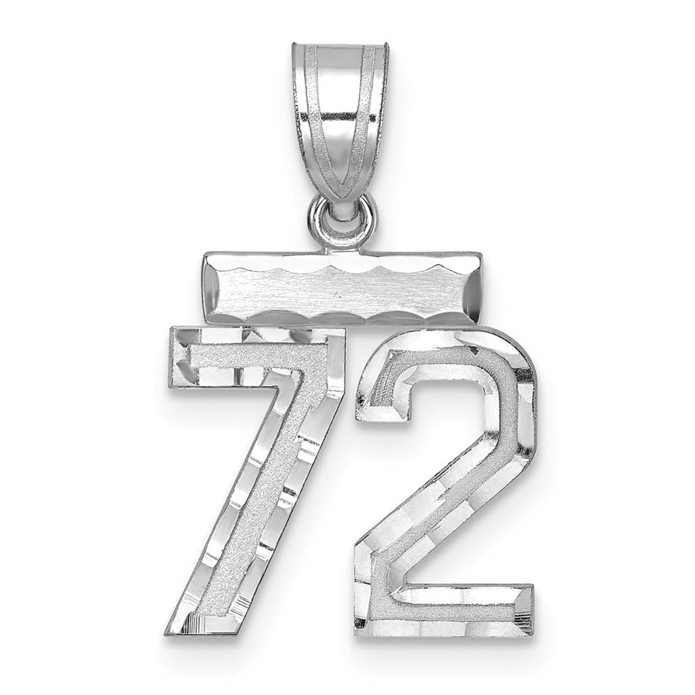 Sterling Silver, Varsity Collection, Small D/C Pendant, Number 72, Item P10410-72 by The Black Bow Jewelry Co.
