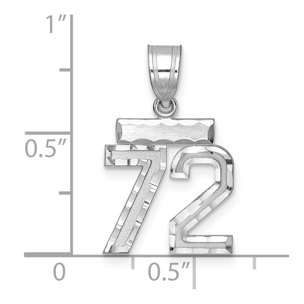 Alternate view of the Sterling Silver, Varsity Collection, Small D/C Pendant, Number 72 by The Black Bow Jewelry Co.