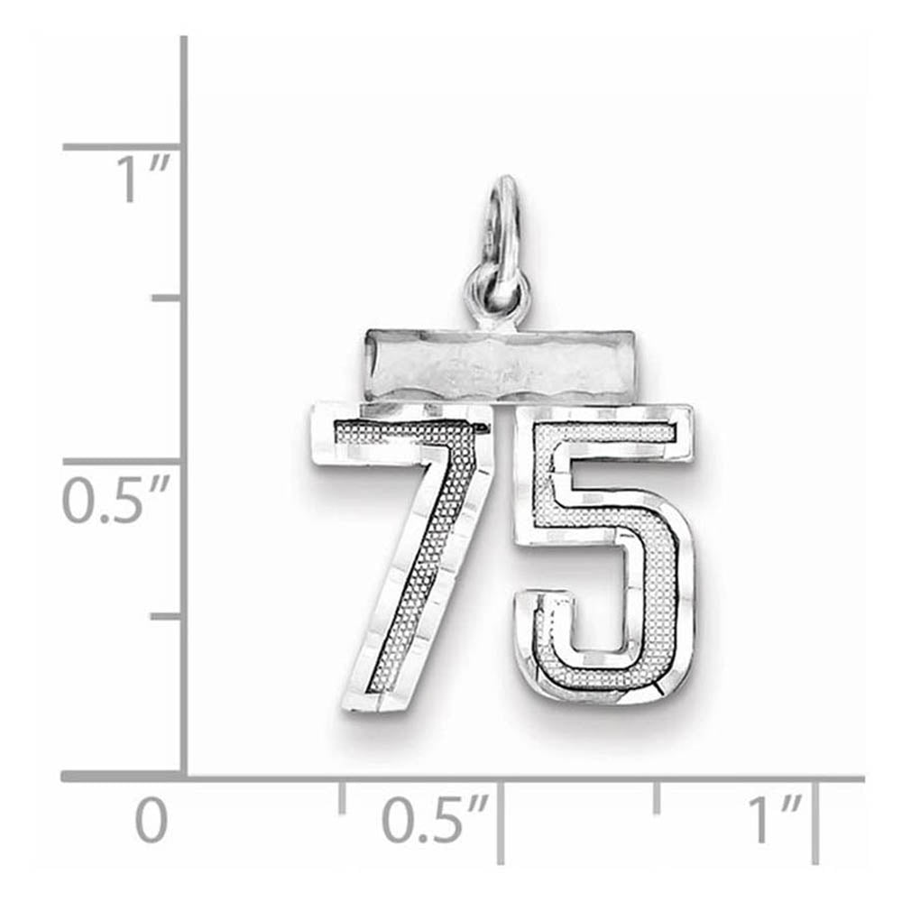 Alternate view of the Sterling Silver, Varsity Collection, Small D/C Pendant, Number 75 by The Black Bow Jewelry Co.