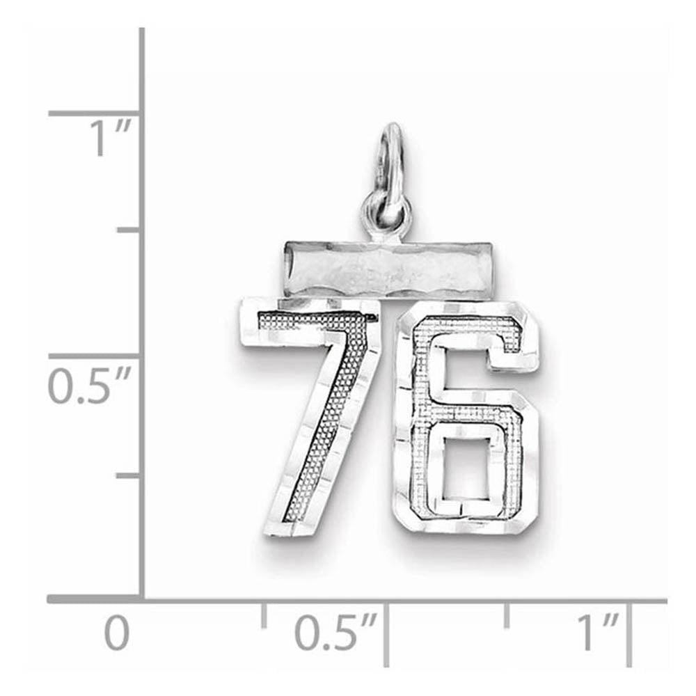 Alternate view of the Sterling Silver, Varsity Collection, Small D/C Pendant, Number 76 by The Black Bow Jewelry Co.