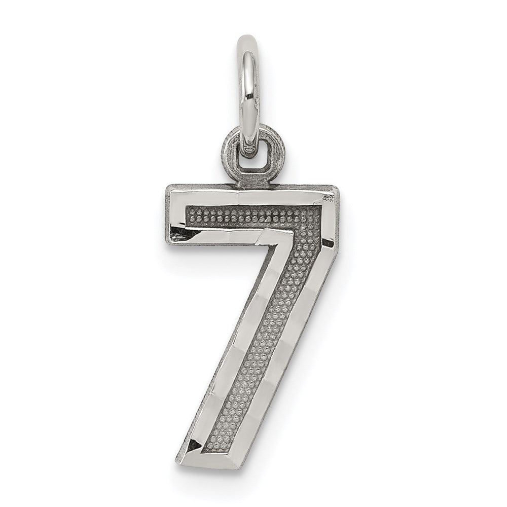 Sterling Silver, Varsity Collection, Small D/C Pendant, Number 7, Item P10410-7 by The Black Bow Jewelry Co.