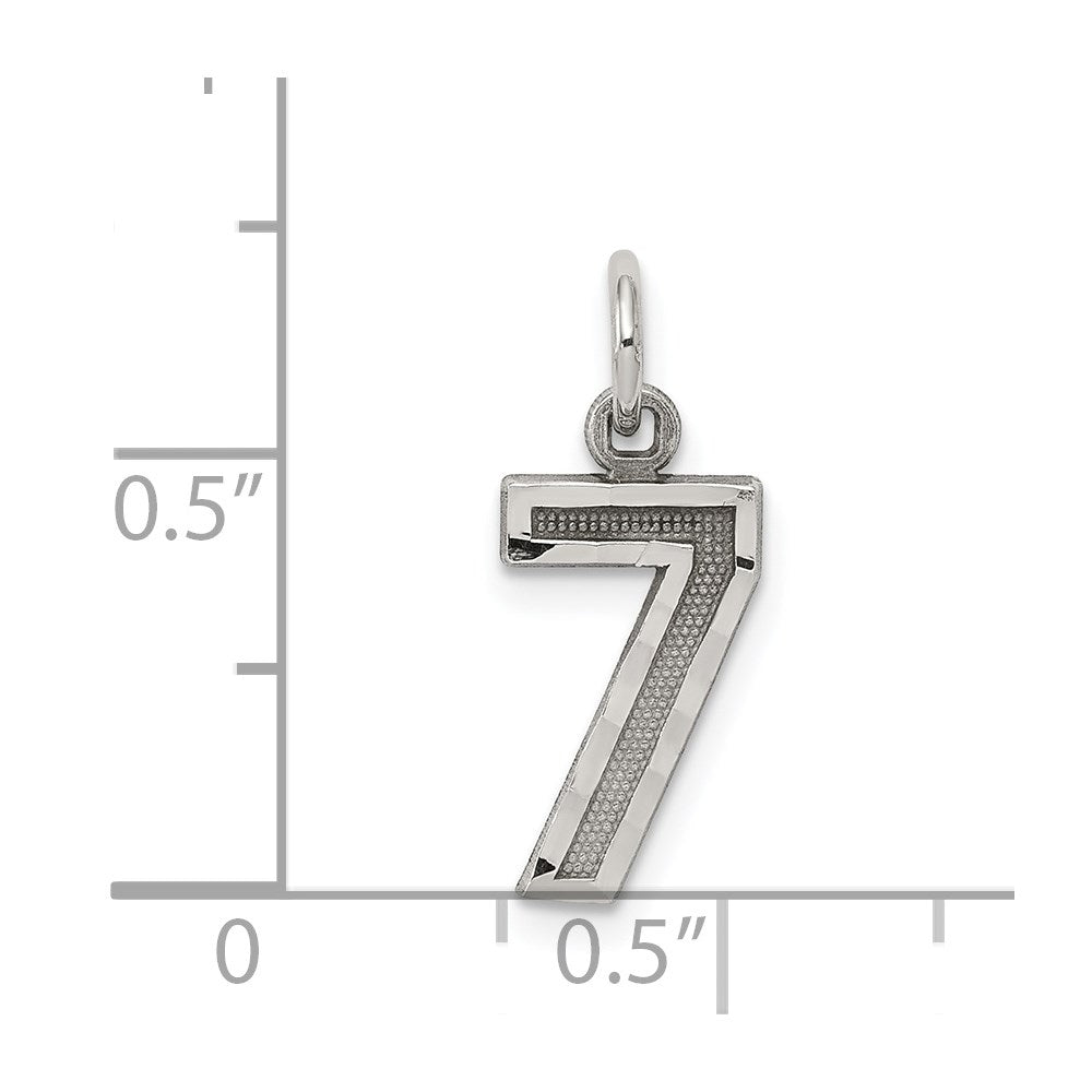 Alternate view of the Sterling Silver, Varsity Collection, Small D/C Pendant, Number 7 by The Black Bow Jewelry Co.