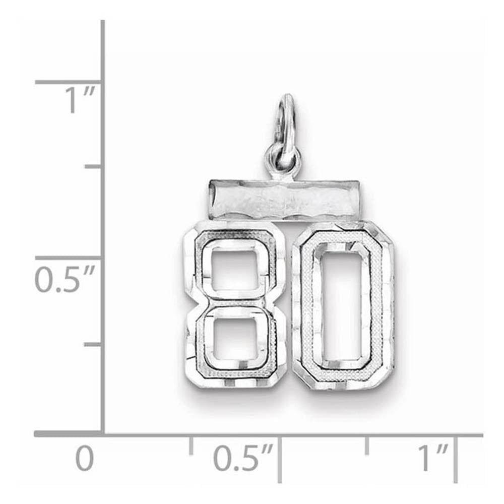 Alternate view of the Sterling Silver, Varsity Collection, Small D/C Pendant, Number 80 by The Black Bow Jewelry Co.