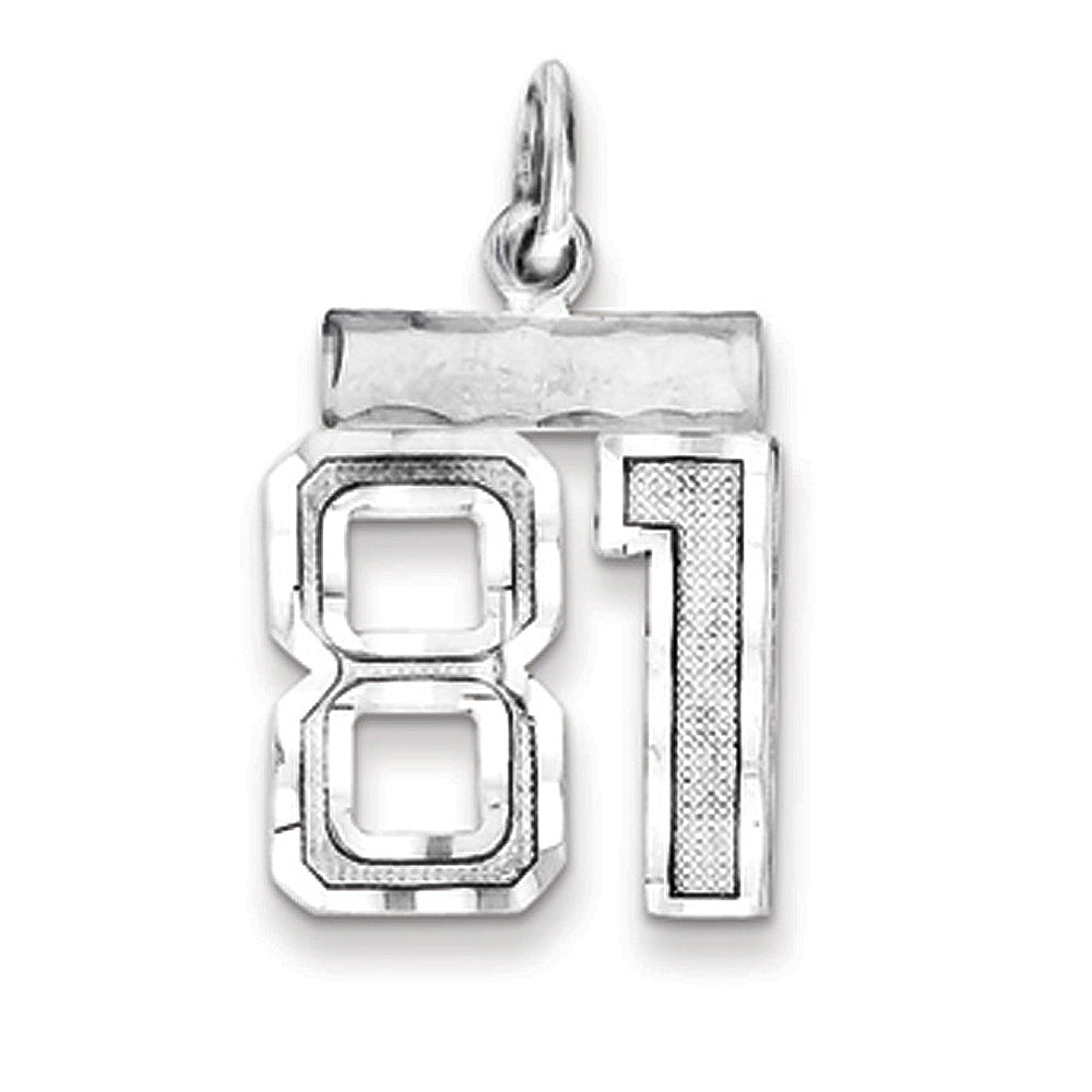 Sterling Silver, Varsity Collection, Small D/C Pendant, Number 81, Item P10410-81 by The Black Bow Jewelry Co.