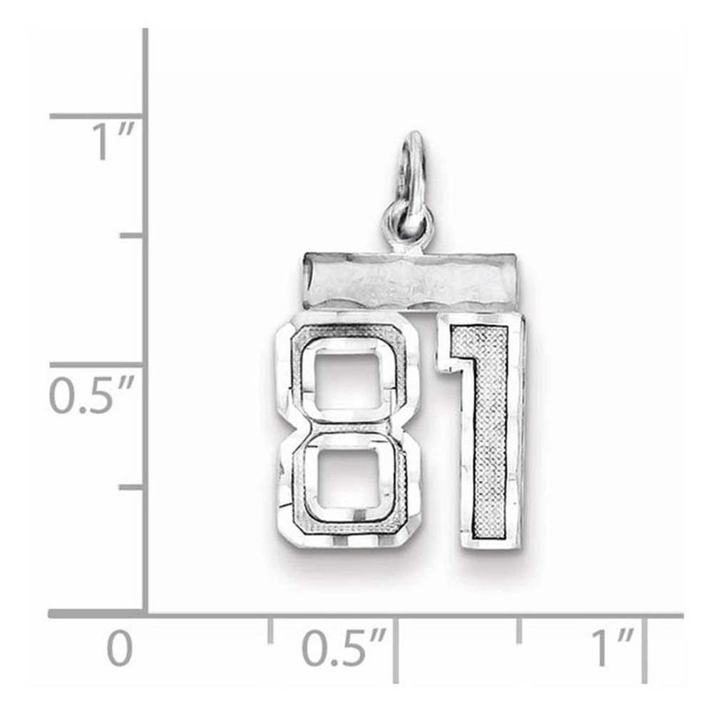 Alternate view of the Sterling Silver, Varsity Collection, Small D/C Pendant, Number 81 by The Black Bow Jewelry Co.