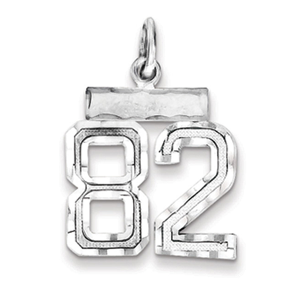 Sterling Silver, Varsity Collection, Small D/C Pendant, Number 82, Item P10410-82 by The Black Bow Jewelry Co.