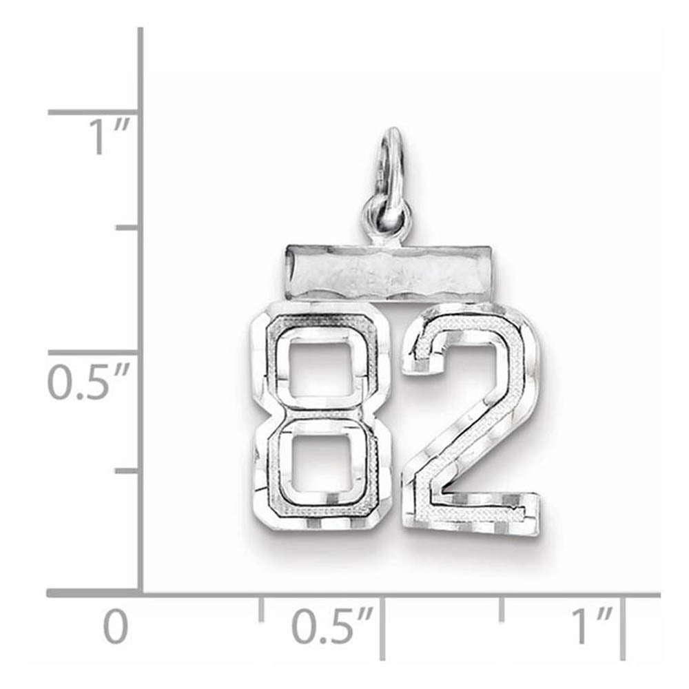 Alternate view of the Sterling Silver, Varsity Collection, Small D/C Pendant, Number 82 by The Black Bow Jewelry Co.