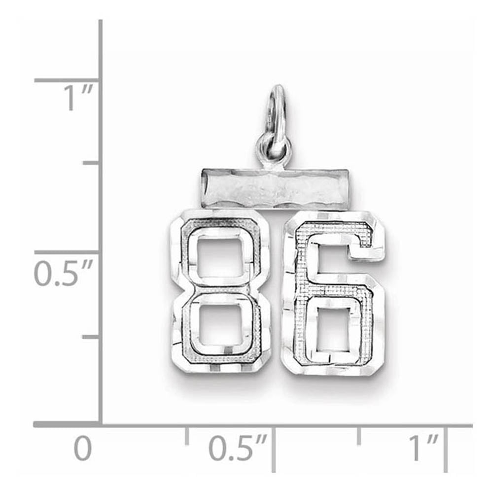 Alternate view of the Sterling Silver, Varsity Collection, Small D/C Pendant, Number 86 by The Black Bow Jewelry Co.