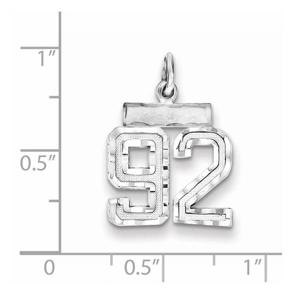 Alternate view of the Sterling Silver, Varsity Collection, Small D/C Pendant, Number 92 by The Black Bow Jewelry Co.