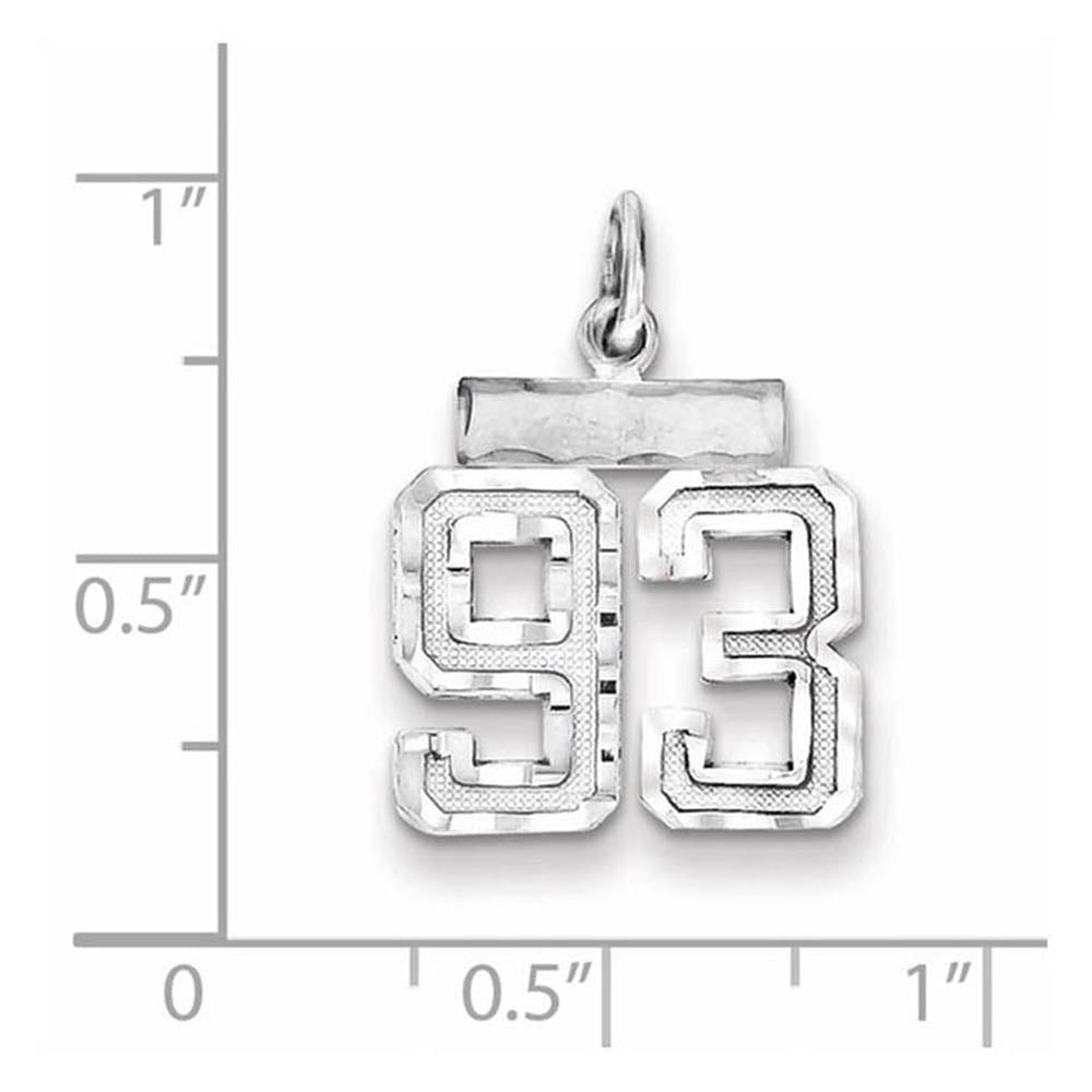 Alternate view of the Sterling Silver, Varsity Collection, Small D/C Pendant, Number 93 by The Black Bow Jewelry Co.