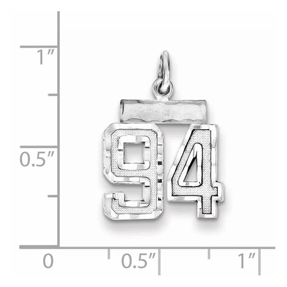 Alternate view of the Sterling Silver, Varsity Collection, Small D/C Pendant, Number 94 by The Black Bow Jewelry Co.