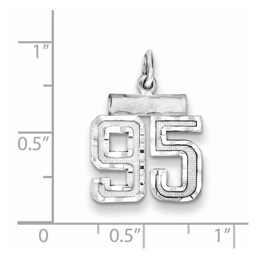 Alternate view of the Sterling Silver, Varsity Collection, Small D/C Pendant, Number 95 by The Black Bow Jewelry Co.