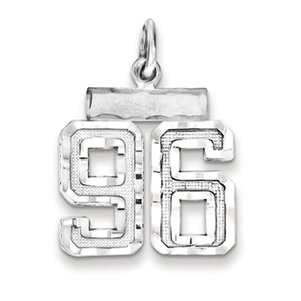 Sterling Silver, Varsity Collection, Small D/C Pendant, Number 96, Item P10410-96 by The Black Bow Jewelry Co.