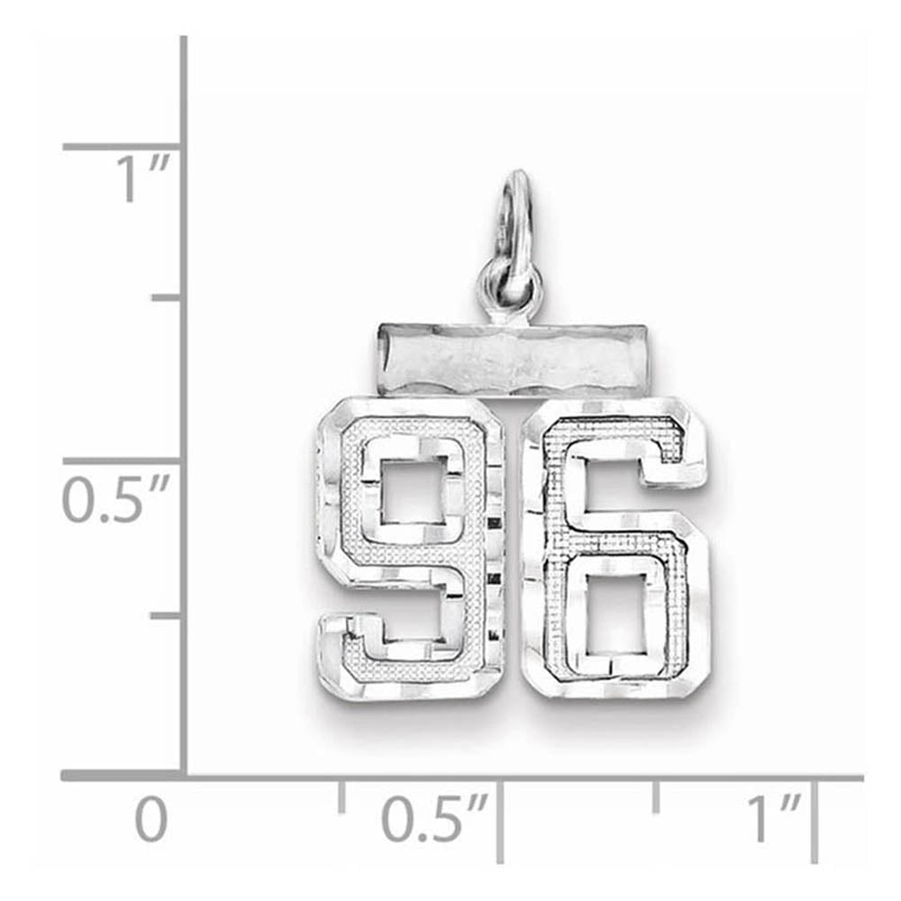 Alternate view of the Sterling Silver, Varsity Collection, Small D/C Pendant, Number 96 by The Black Bow Jewelry Co.