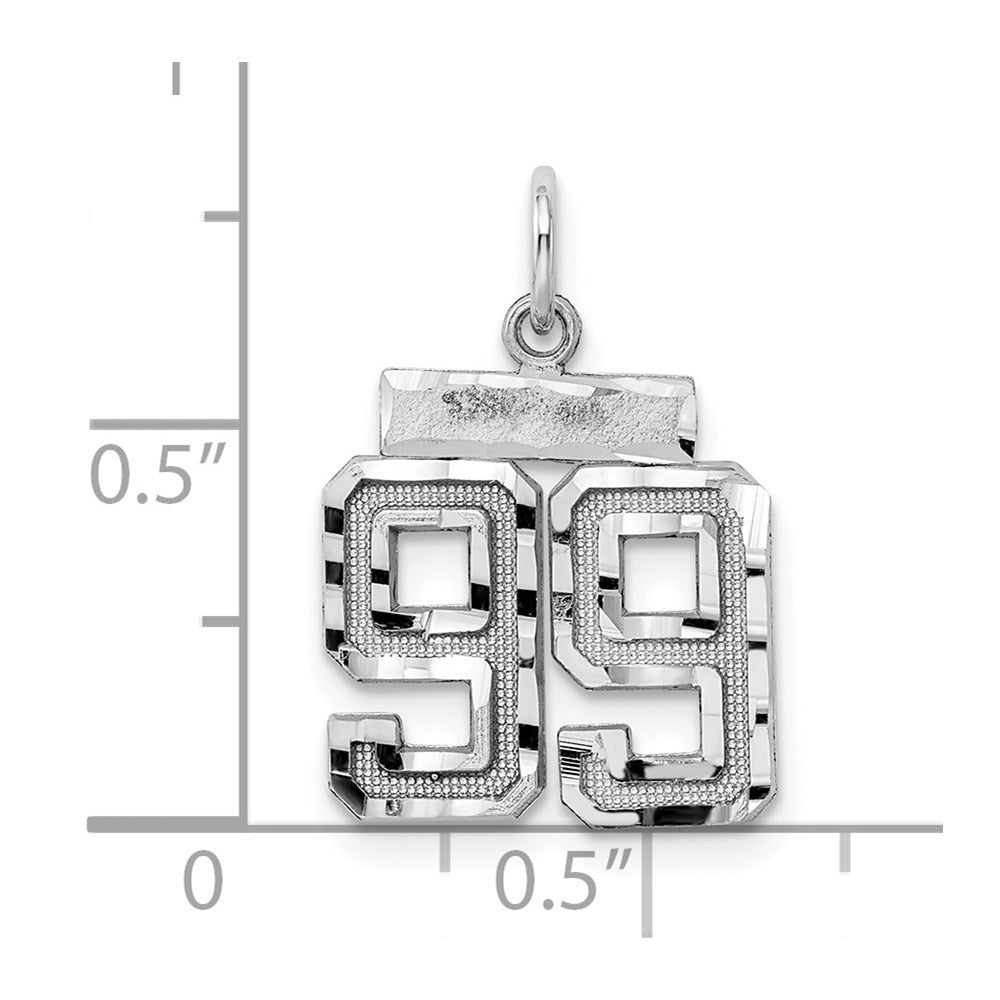 Alternate view of the Sterling Silver, Varsity Collection, Small D/C Pendant, Number 99 by The Black Bow Jewelry Co.