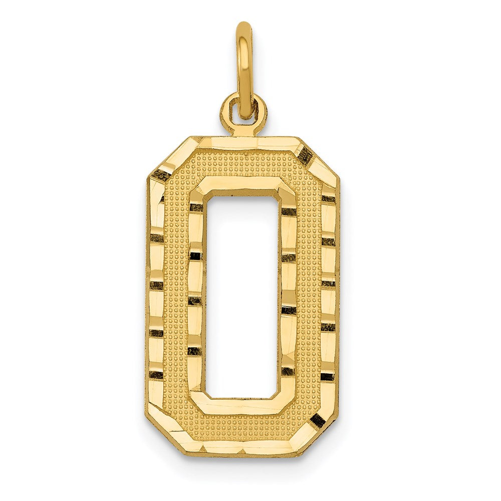 14k Yellow Gold, Varsity Collection, Large D/C Pendant Number 0, Item P10411-0 by The Black Bow Jewelry Co.