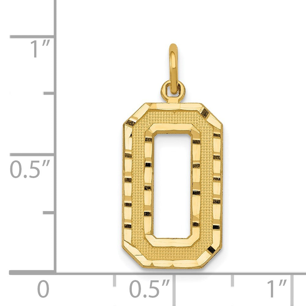 Alternate view of the 14k Yellow Gold, Varsity Collection, Large D/C Pendant Number 0 by The Black Bow Jewelry Co.
