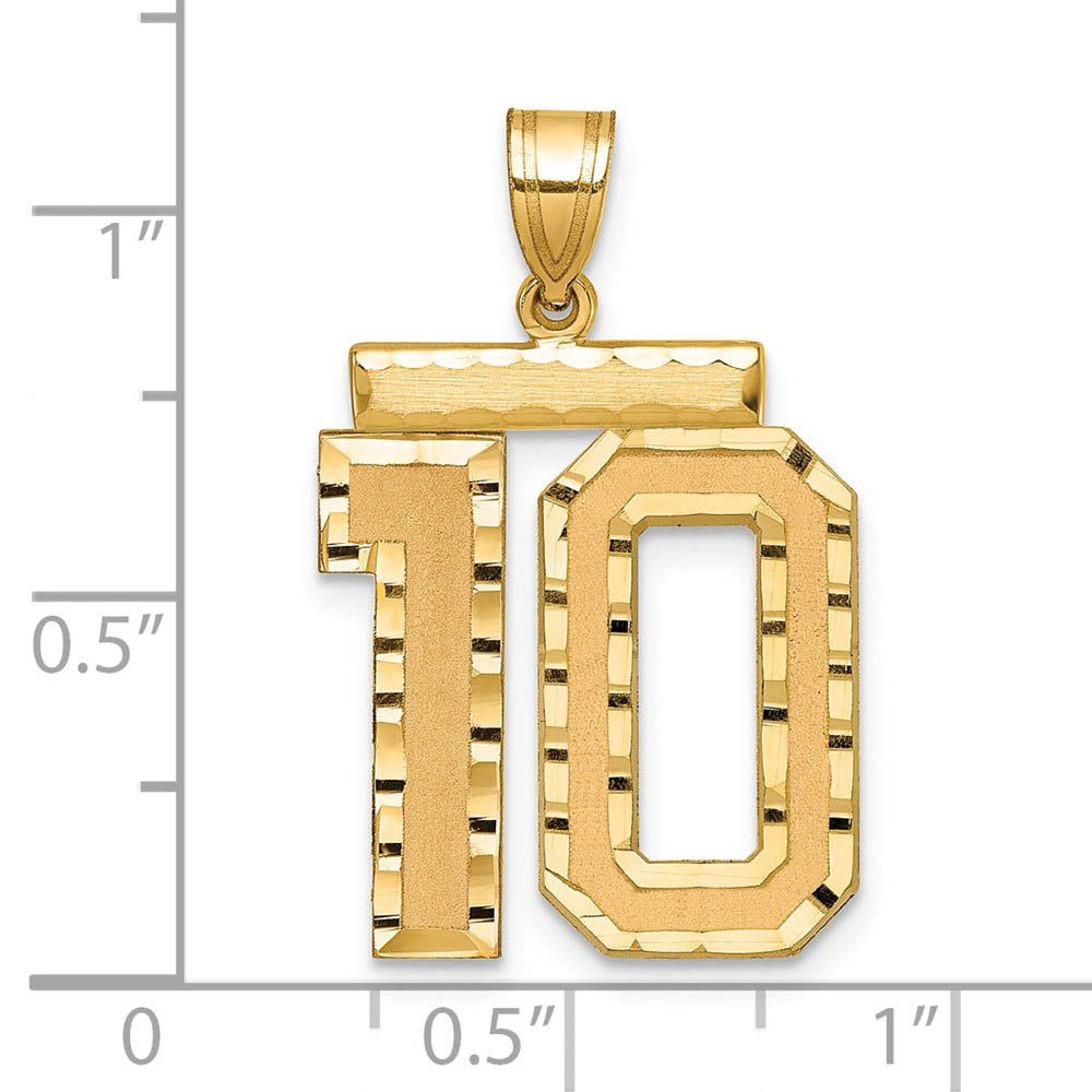 Alternate view of the 14k Yellow Gold, Varsity Collection, Large D/C Pendant Number 10 by The Black Bow Jewelry Co.