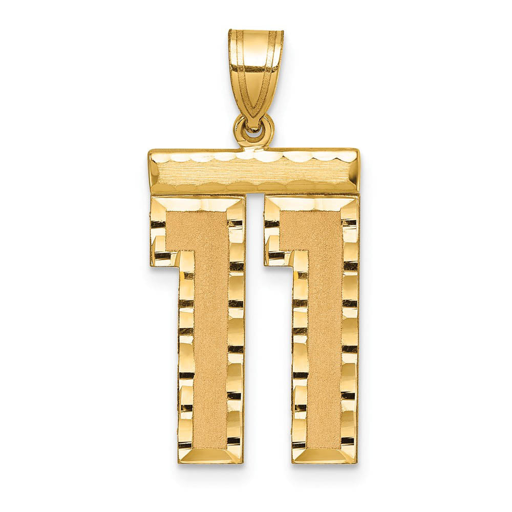 14k Yellow Gold, Varsity Collection, Large D/C Pendant Number 11, Item P10411-11 by The Black Bow Jewelry Co.