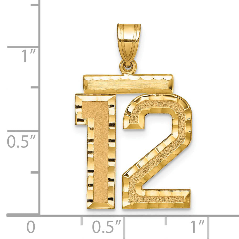 Alternate view of the 14k Yellow Gold, Varsity Collection, Large D/C Pendant Number 12 by The Black Bow Jewelry Co.