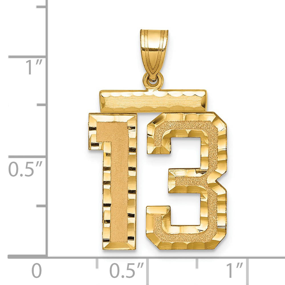 Alternate view of the 14k Yellow Gold, Varsity Collection, Large D/C Pendant Number 13 by The Black Bow Jewelry Co.