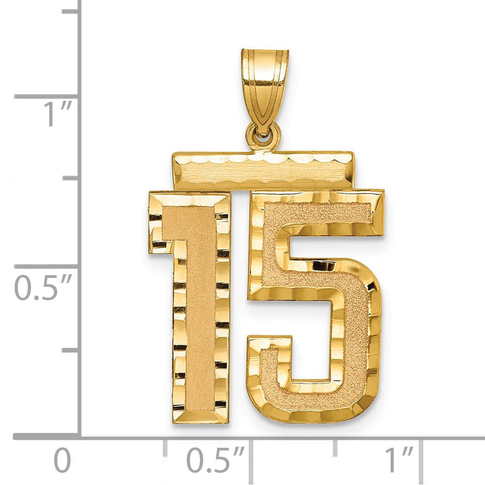 Alternate view of the 14k Yellow Gold, Varsity Collection, Large D/C Pendant Number 15 by The Black Bow Jewelry Co.