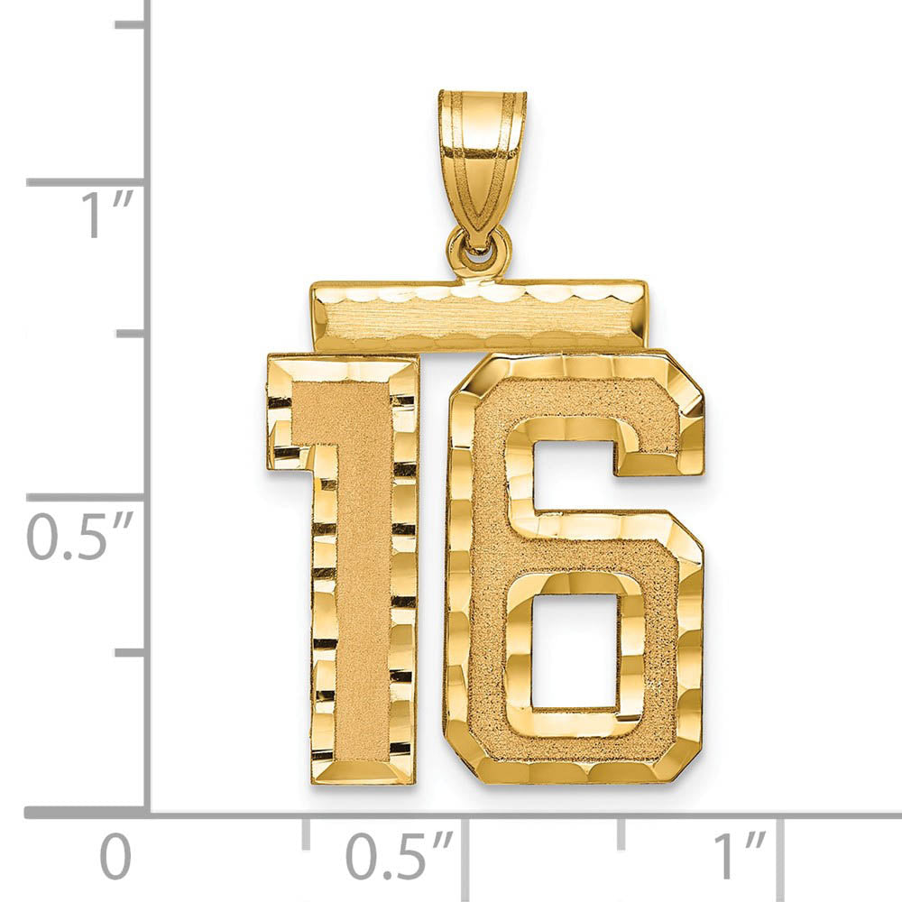 Alternate view of the 14k Yellow Gold, Varsity Collection, Large D/C Pendant Number 16 by The Black Bow Jewelry Co.